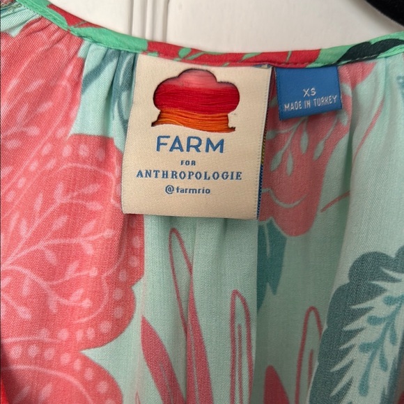 Anthropologie Red and Green Ruffled Sundress with Bishop Sleeves - Picture 4 of 7